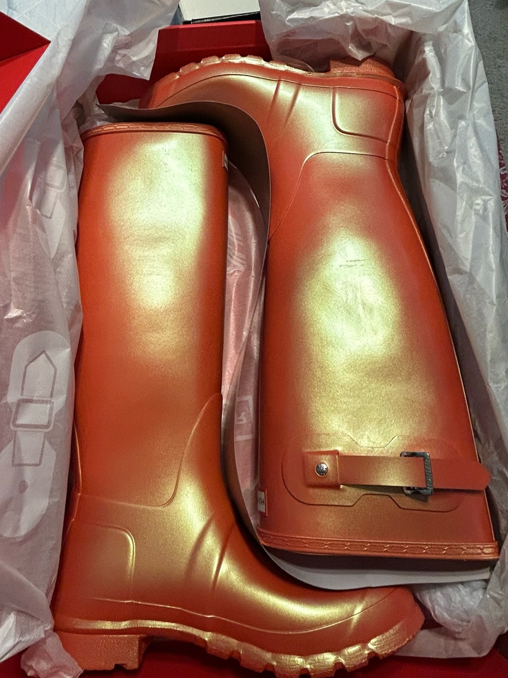 NIB Hunter Original Tall Nebula Alpine Poppy Rain Boots Women's US 9